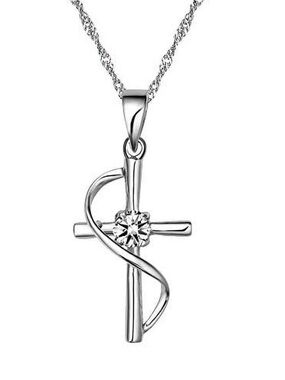Sterling Silver Cross Necklace 18” Chain Never Worn